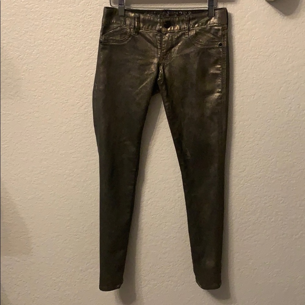Women’s Express black/gold foil skinny jeans S 00
